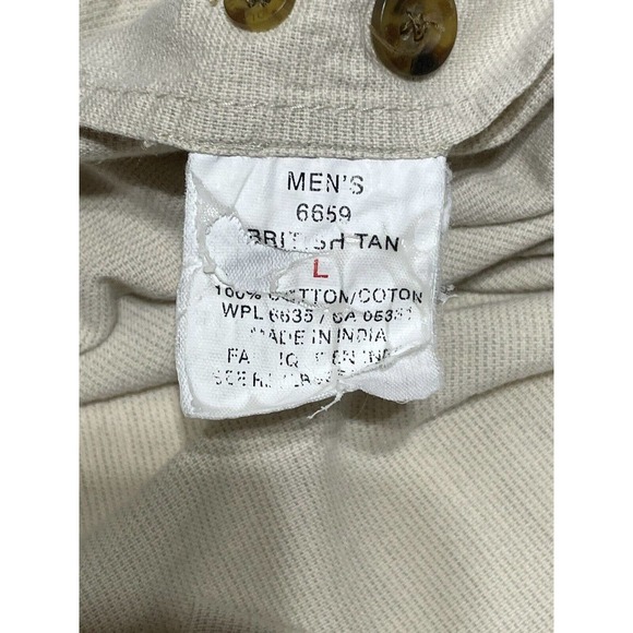 Vtg John Rich and Bros Woolrich Short Sleeve Button Up Shirt Men's L British Tan - Picture 4 of 6